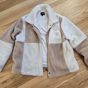 Stoosh White and Tan Sherpa Jacket